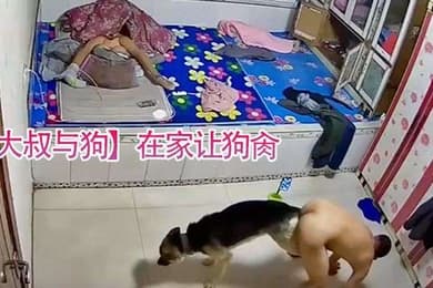 大叔与狗在家让狗肏还被拖着走