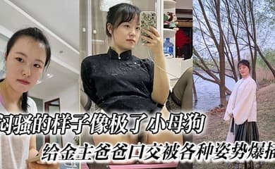 闷骚的样子像极了小母狗， 给金主爸爸口交被各种姿势爆插