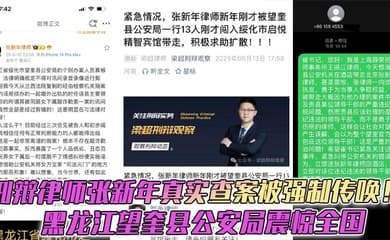 刑辩律师张新年真实查案被强制传唤！黑龙江望奎县公安局震惊全国
