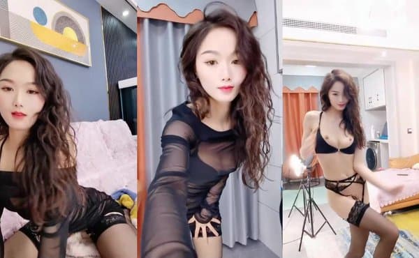 健身女神性感吊带丝袜热舞，掰开小穴让炮友舔